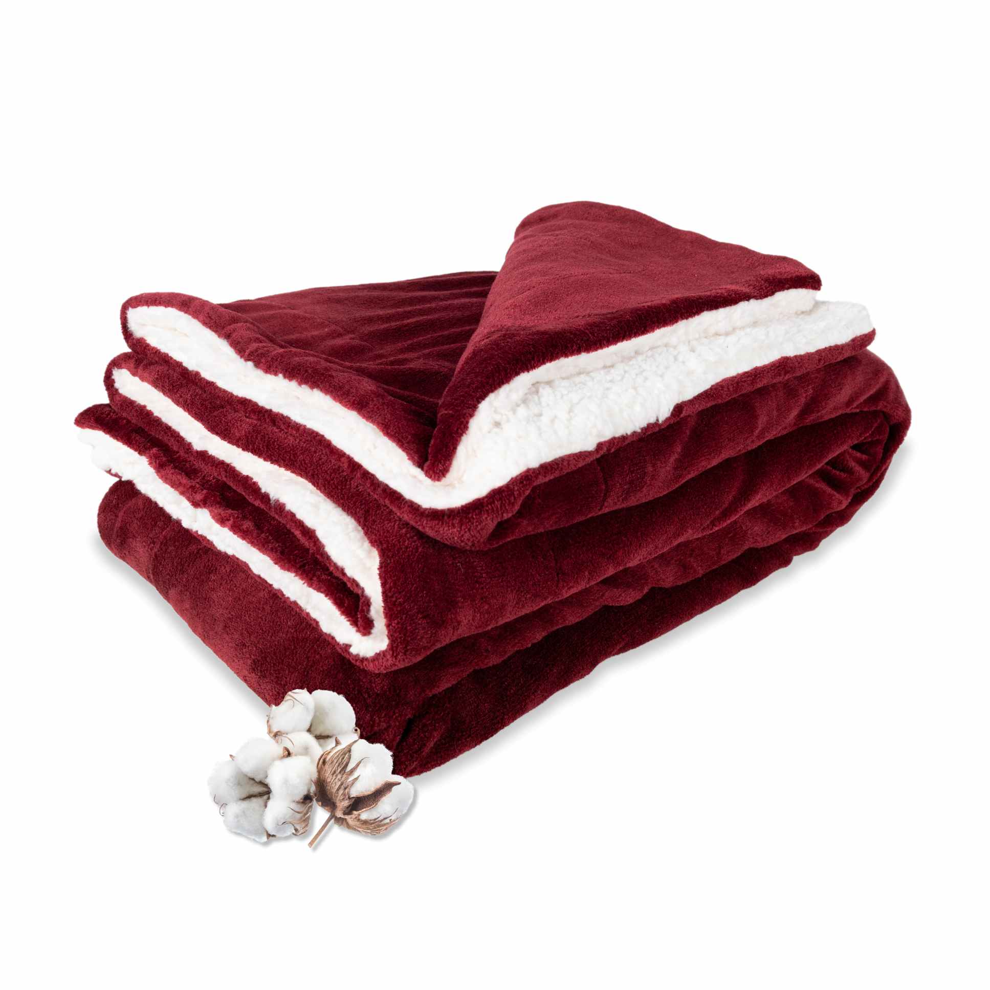 DecoSence®-Fleece-deken-150x200-cm-Fleece-Plaid-Plaids-Bordeaux-Rood-Grand-Foulard-Bank