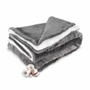 DecoSence®-Fleece-deken-150x200-cm-Fleece-Plaid-Plaids-Grijs-Grand-Foulard-Bank